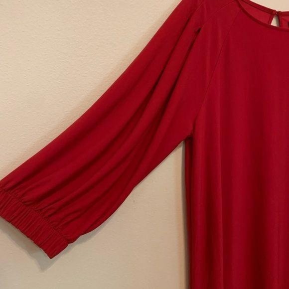 Halogen Red Flowy 3/4 Sleeve Shift Dress - Picture 6 of 11